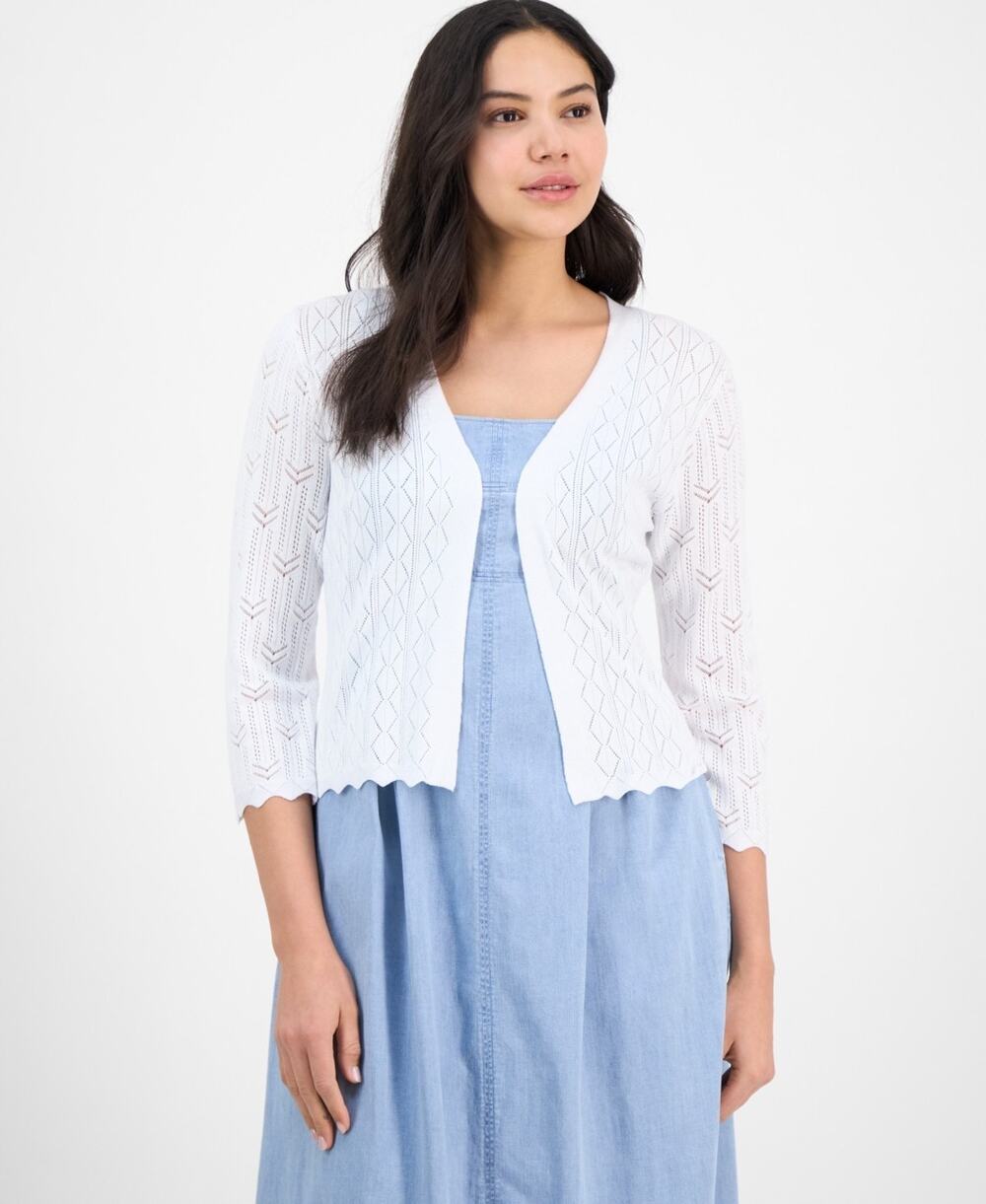 Robbie Bee Women's 3/4-Sleeve Shrug Jacket White Size XL 3716